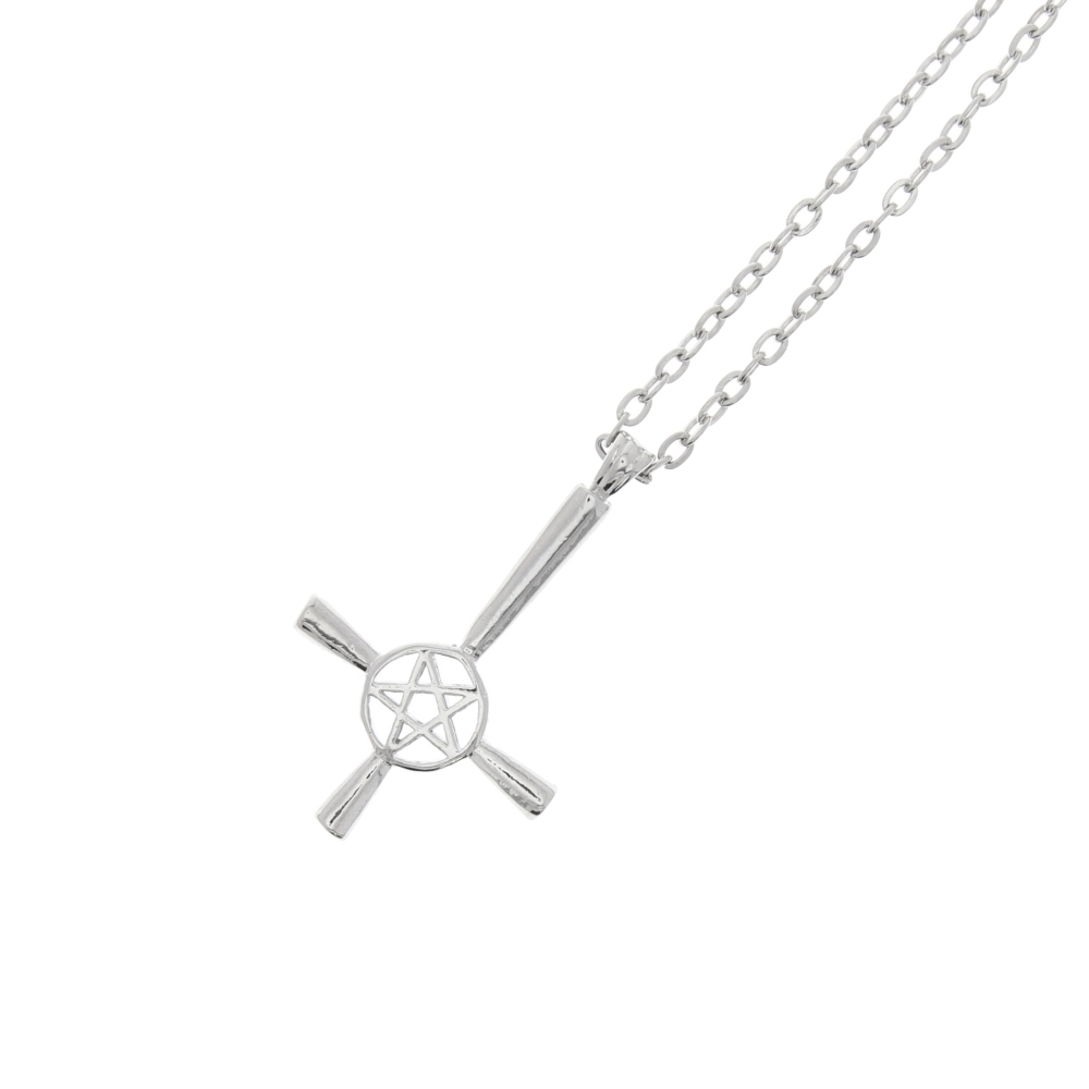 Zac's Alter Ego - Inverted Pentagram Cross Collier - Couleur argent